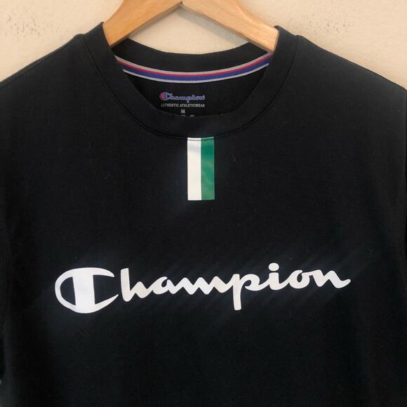 Y2K 90s Champion Black Short Sleeve Tee Shirt Woman’s Size Large - Picture 2 of 7